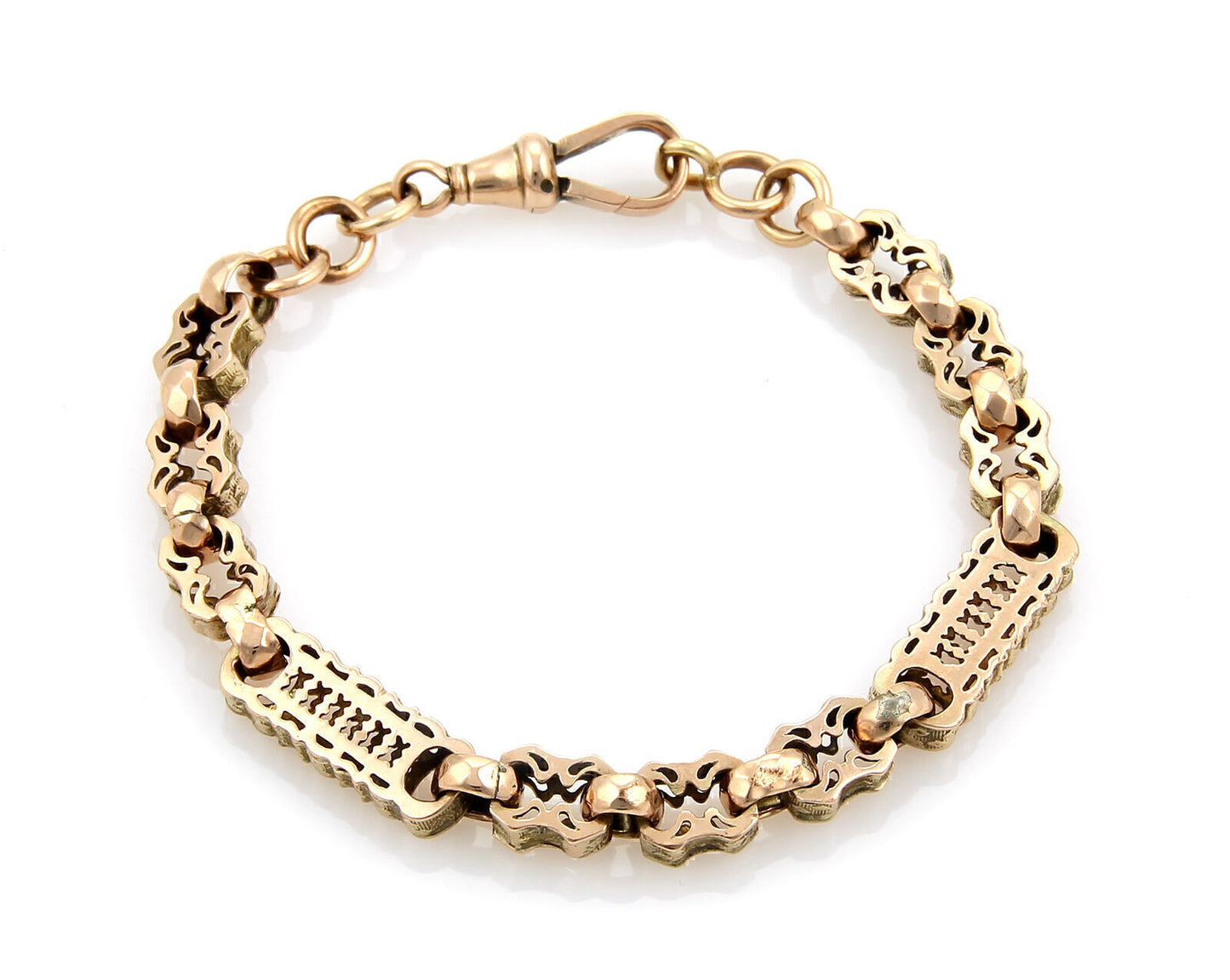 Antique 9k Rose Gold Engraved Link Bracelet