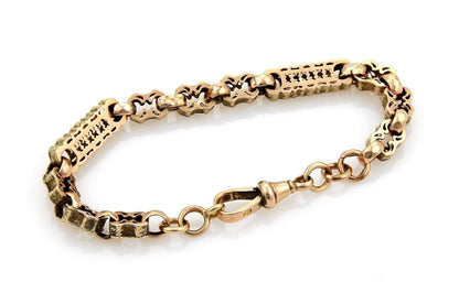 Antique 9k Rose Gold Engraved Link Bracelet