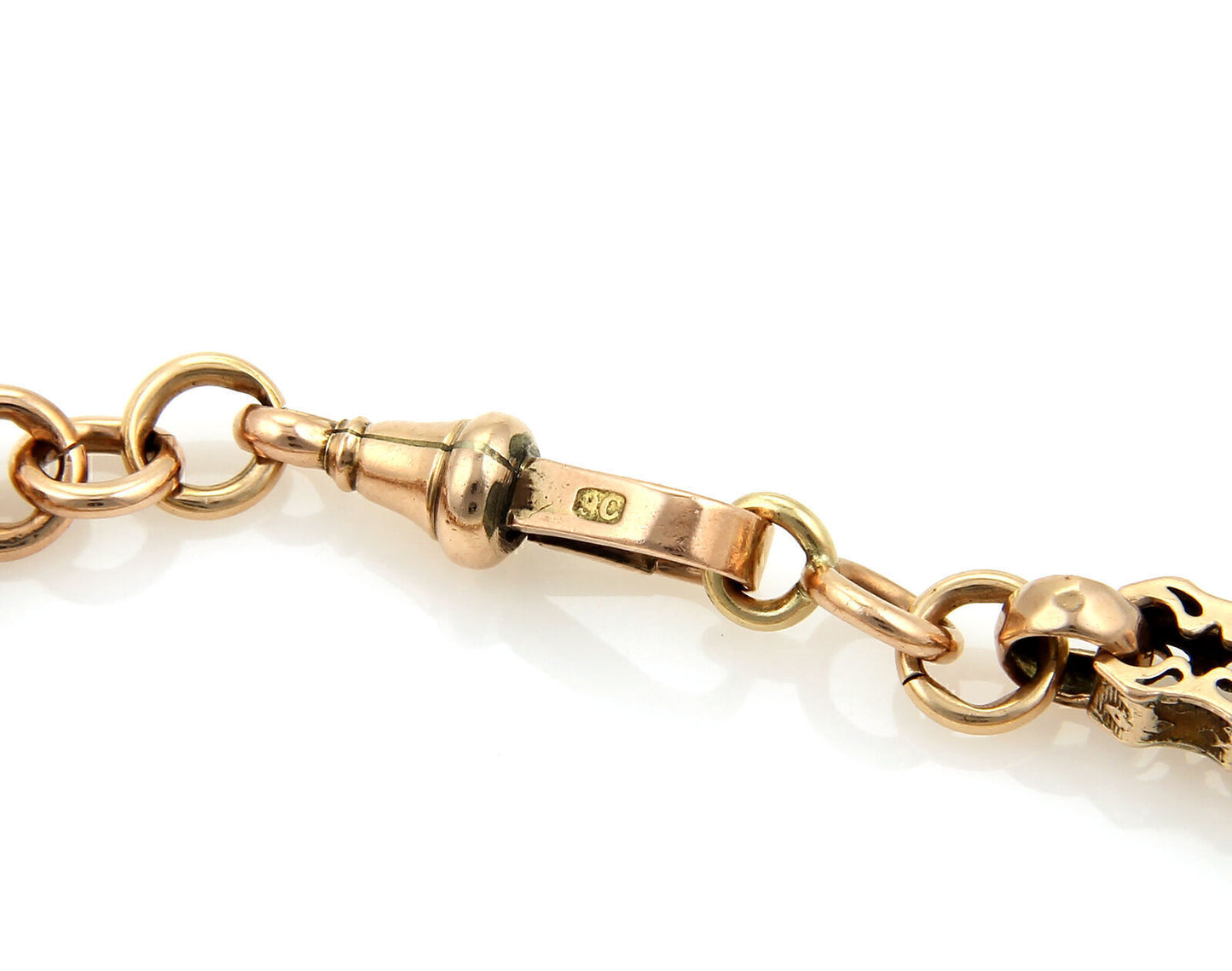 Antique 9k Rose Gold Engraved Link Bracelet