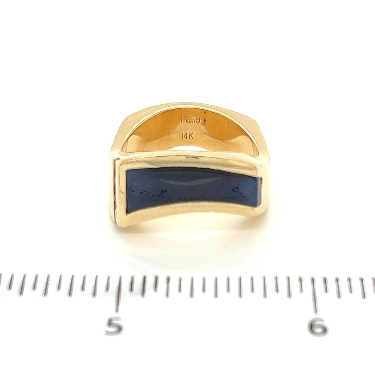 Robert Trisco Diamond Lapis Inlaid 14k Yellow Gold Fancy Men's Ring - Size 10