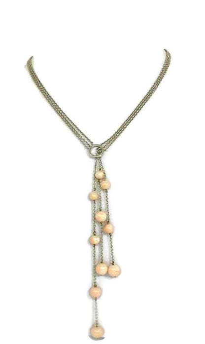 Basilio Liverino Angel Skin Coral 18k White Gold Dangle Necklace