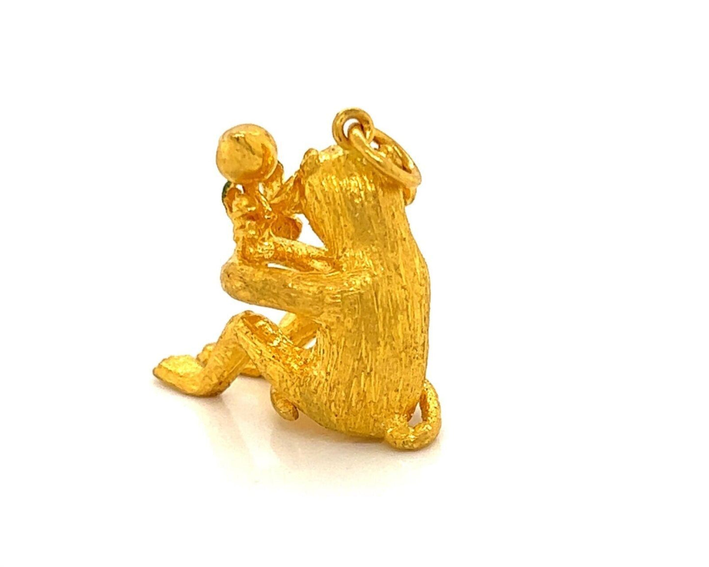 Diamond Enamel Solid 24k Gold Full Figure Monkey Charm Pendant