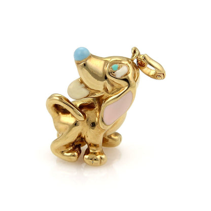 Artlines 18k Yellow Gold Enamel Dog Charm Pendant