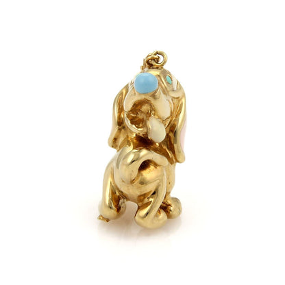 Artlines 18k Yellow Gold Enamel Dog Charm Pendant