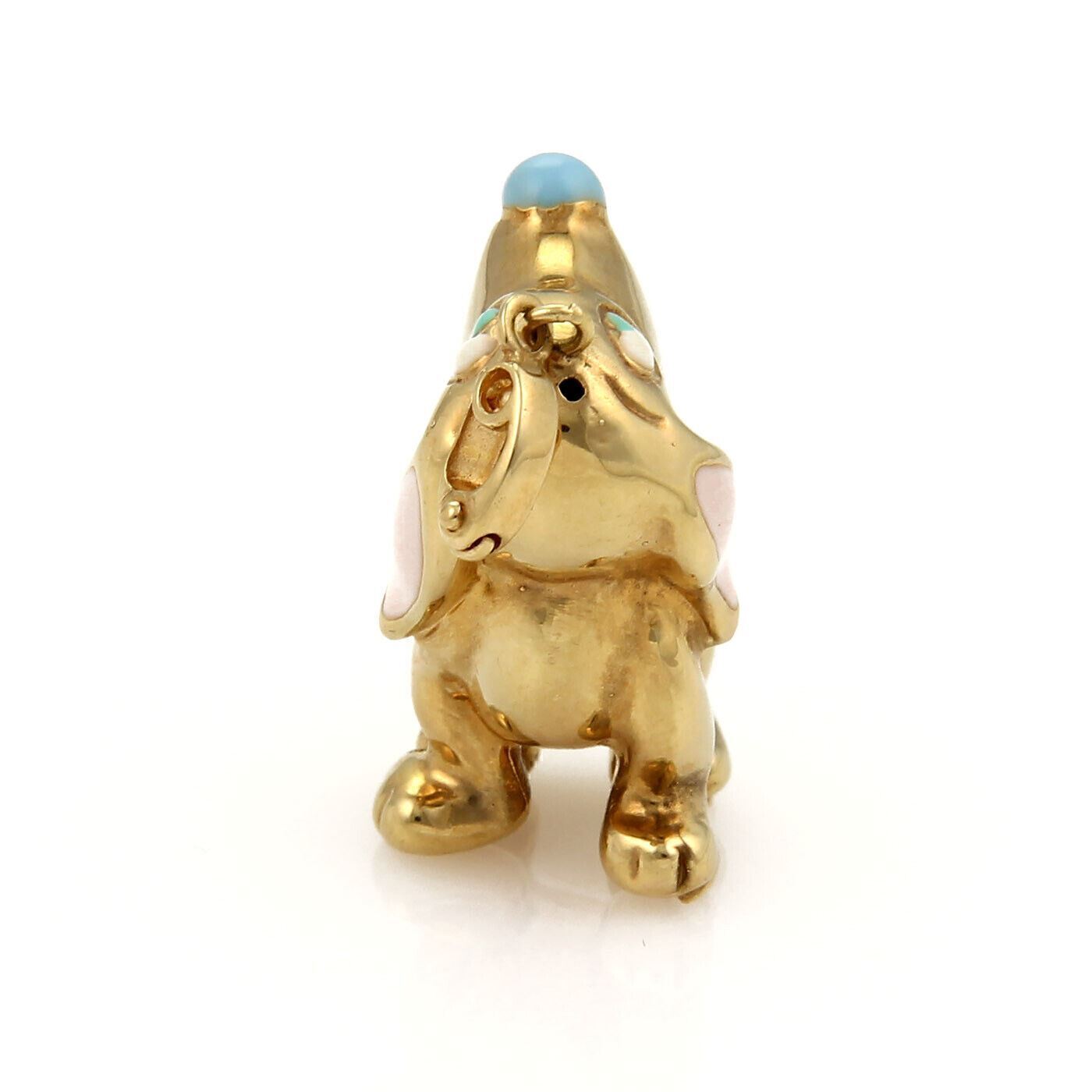 Artlines 18k Yellow Gold Enamel Dog Charm Pendant