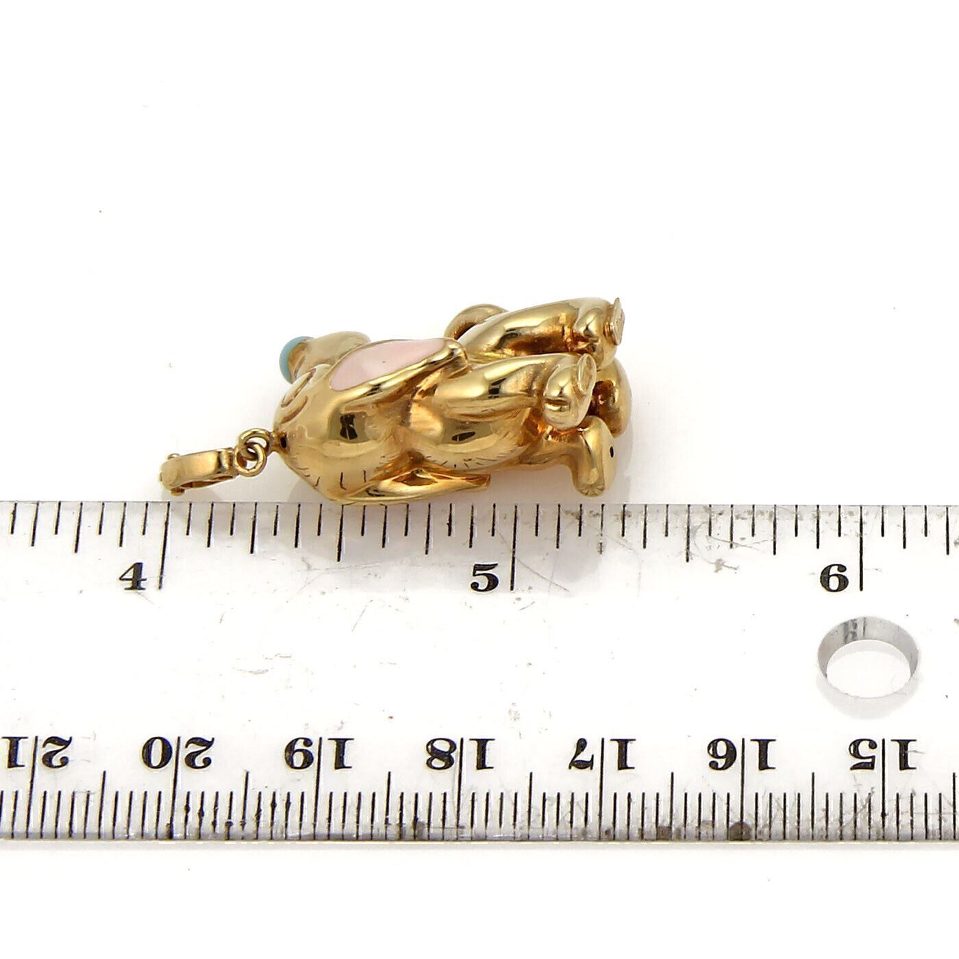 Artlines 18k Yellow Gold Enamel Dog Charm Pendant