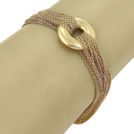 Tiffany & Co. 18k Yellow Gold Circle Charm Multi strand Chain Toggle Bracelet