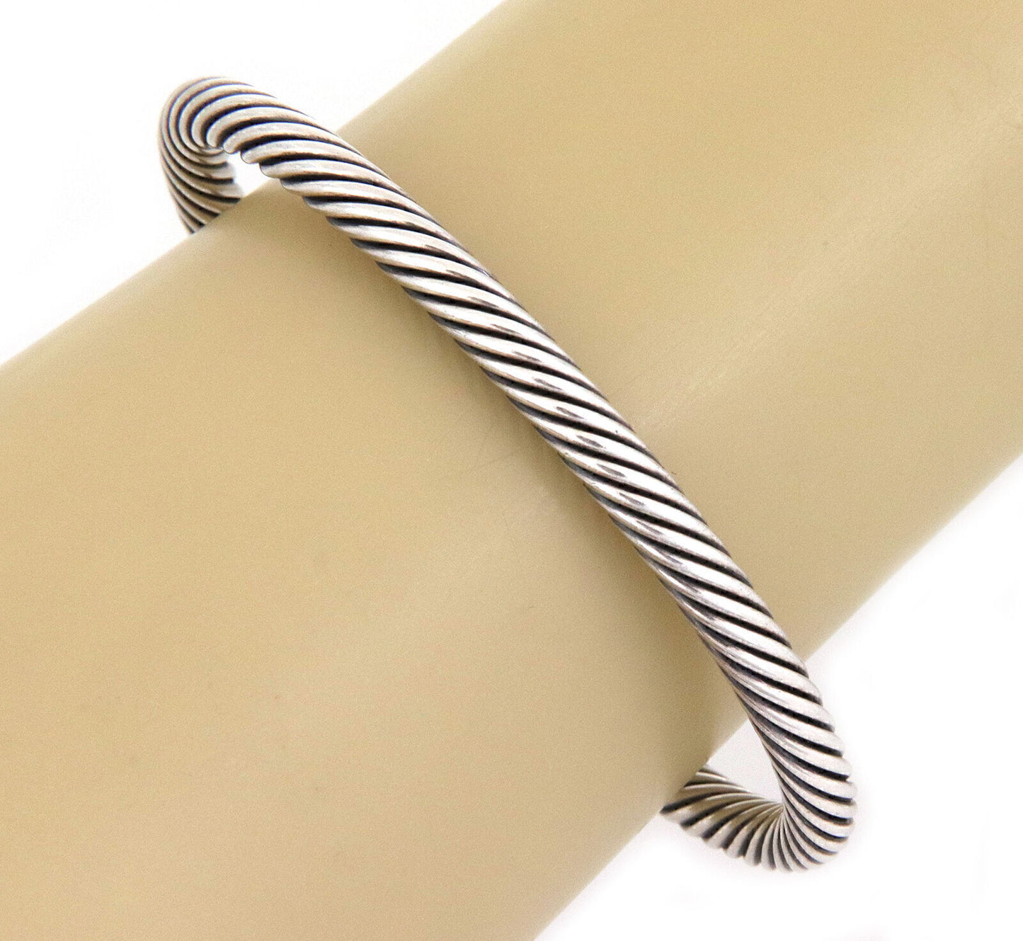 David Yurman Onyx Sterling Silver 14k Yellow Gold 5mm Cable Cuff Bracelet