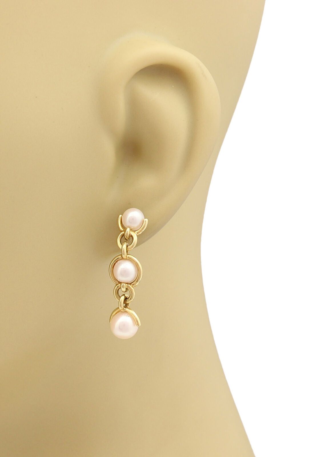 Tiffany & Co. 18k Yellow Gold 3 Pearls Dangle Earrings