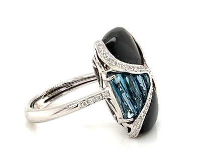 Bellarri Diamond Topaz Mother of Pearl 18k White Gold Ring - Size 7