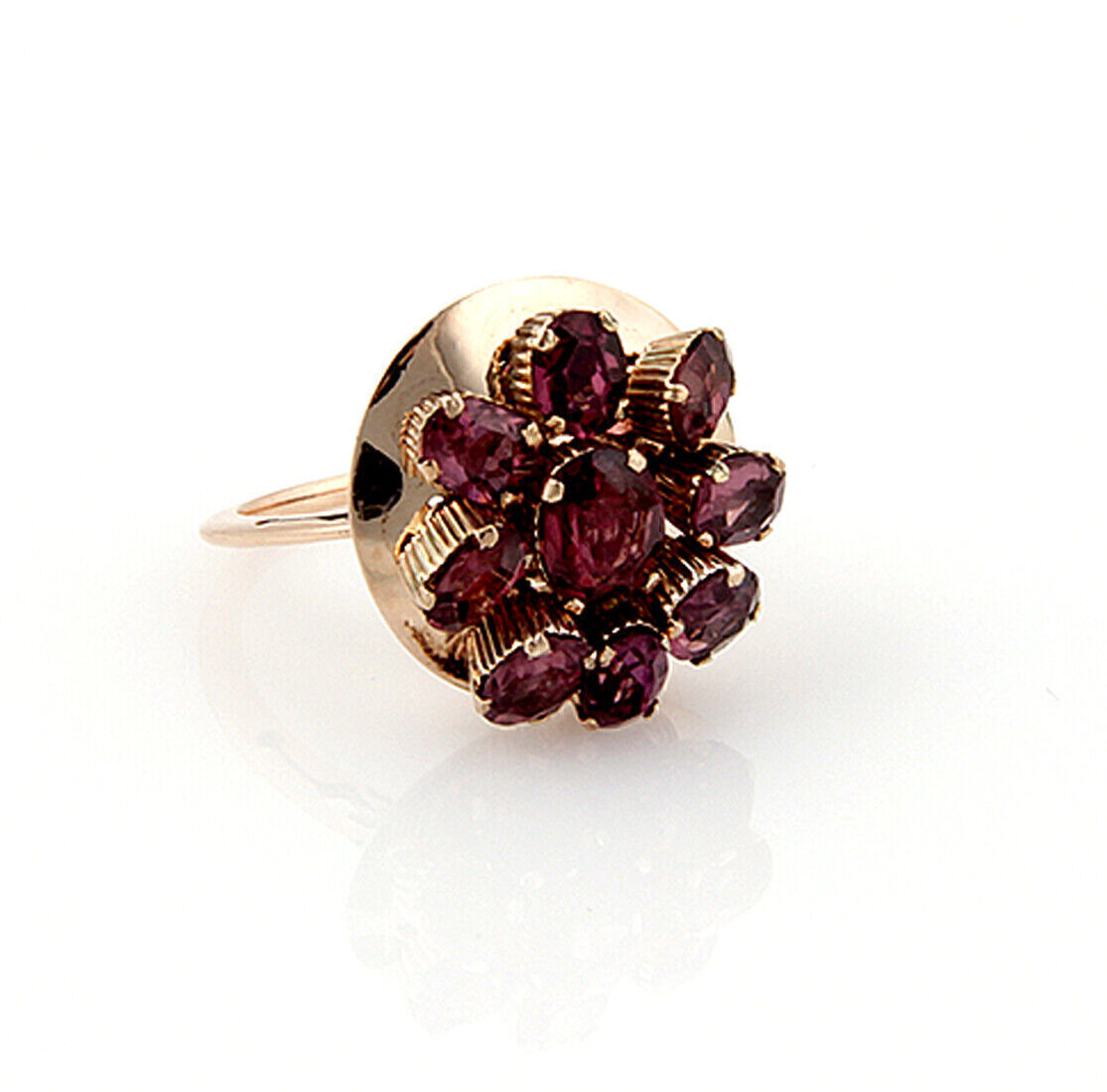 Circular Movable Pink Tourmaline 14k Rose Gold Cocktail Ring - Size 7.75