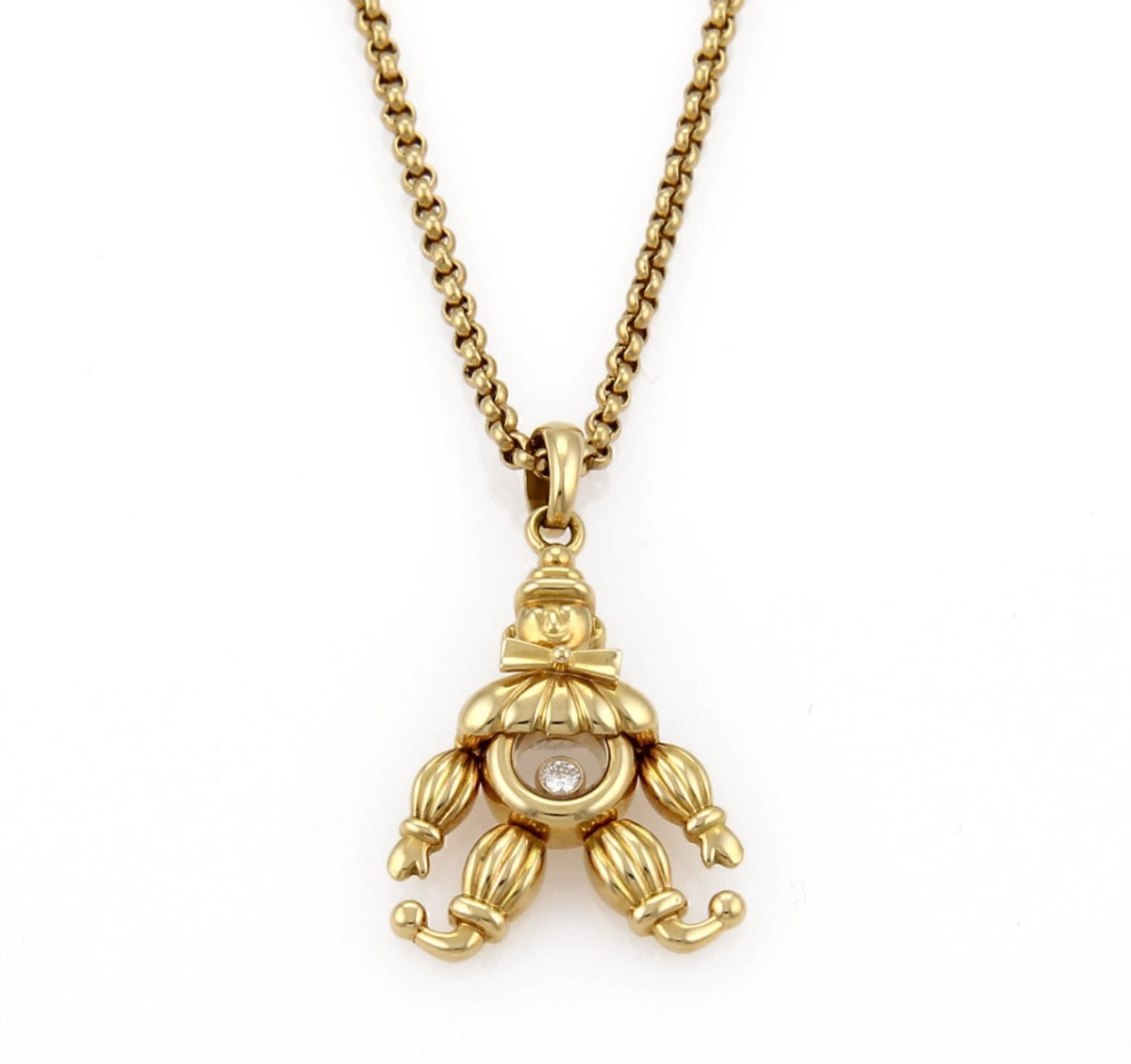 Chopard Happy Diamond 18k Yellow Gold Animated Clown Pendant Necklace