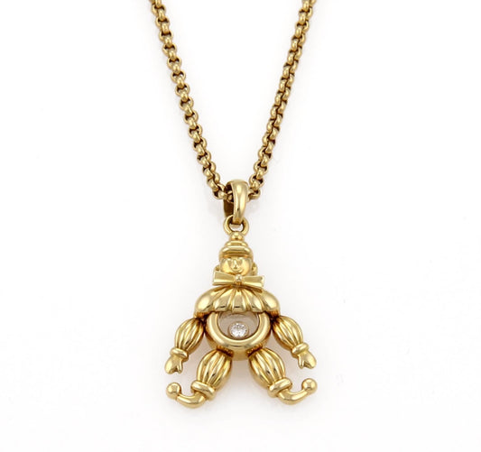 Chopard Happy Diamond 18k Yellow Gold Animated Clown Pendant Necklace