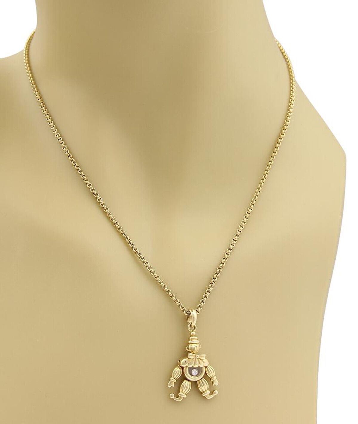 Chopard Happy Diamond 18k Yellow Gold Animated Clown Pendant Necklace