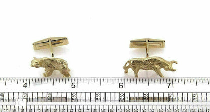 Bear & Bull Stock Market Symbol Stud 14k Yellow Gold Cufflinks