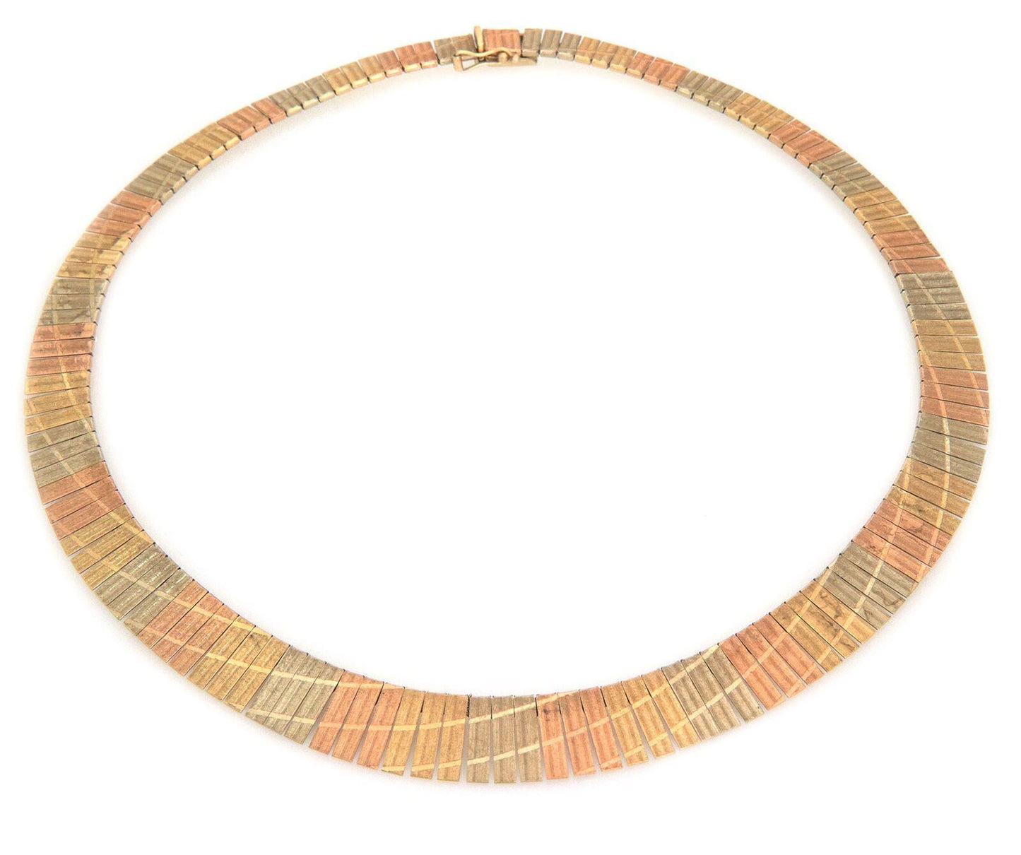 Cleopatra 14k Tri-Color Gold Graduated Collar Necklace