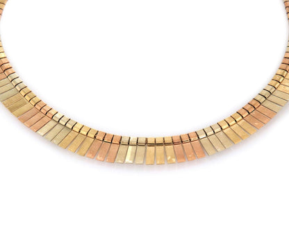 Cleopatra 14k Tri-Color Gold Graduated Collar Necklace