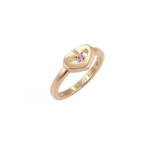 Cartier C Hearts Collection Pink Sapphire 18k Rose Gold Ring - Size 4.5