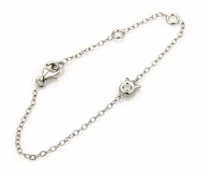 Cartier Diamond Tulip Floral Charm 18k White Gold Chain Bracelet w/Paper