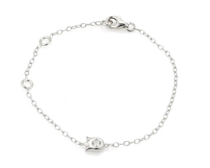 Cartier Diamond Tulip Floral Charm 18k White Gold Chain Bracelet w/Paper