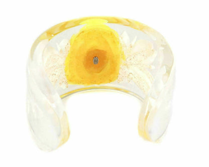 Chanel Flower Wide Clear Lucite Cuff Bracelet