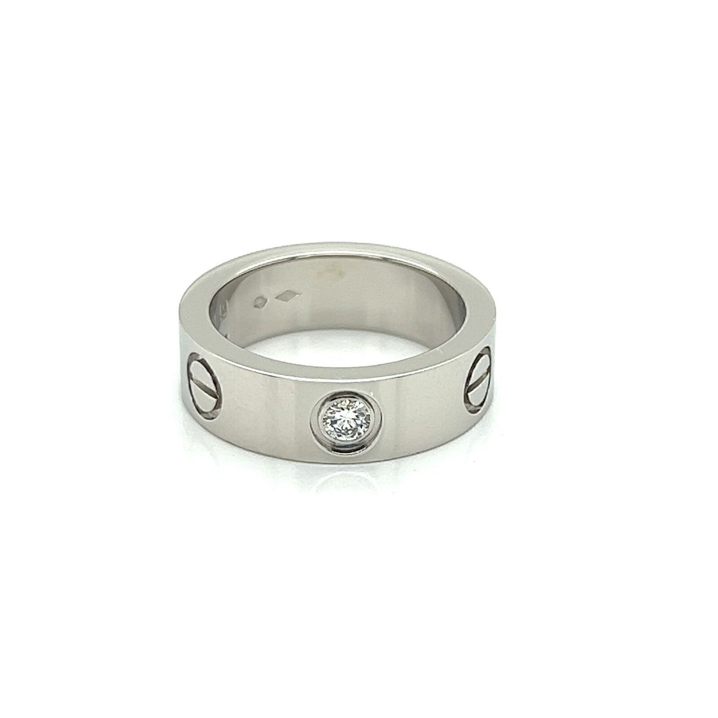 Cartier Platinum Love 1 Diamond Band Ring w/Cert - Size 4.5