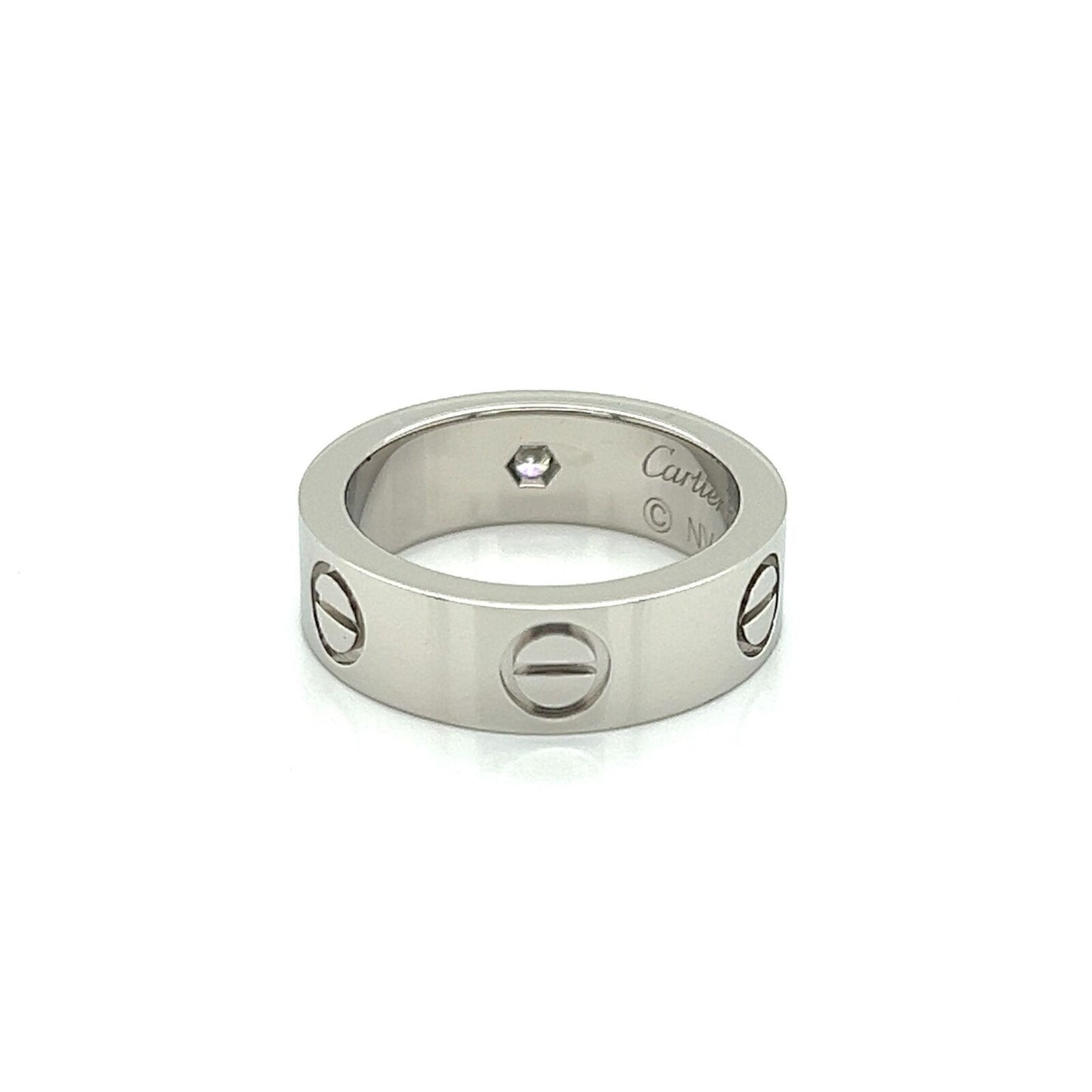 Cartier Platinum Love 1 Diamond Band Ring w/Cert - Size 4.5