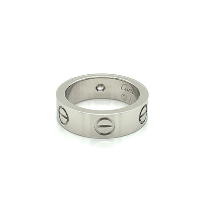 Cartier Platinum Love 1 Diamond Band Ring w/Cert - Size 4.5