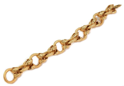 Brev Textured Snake Skin Design 18k Yellow Gold Interlaced Link Bracelet