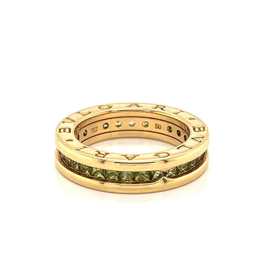 Bvlgari B.zero1 Green Peridot 18k Yellow Gold Eternity Band Ring - Size 5