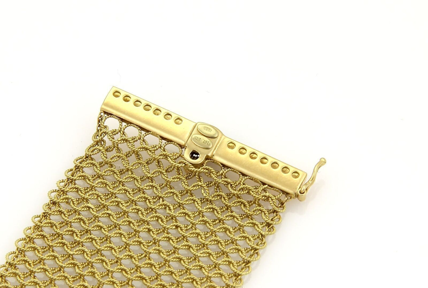 Judith Ripka Diamonds 18k Yellow Gold Wide Mesh Flex Bracelet