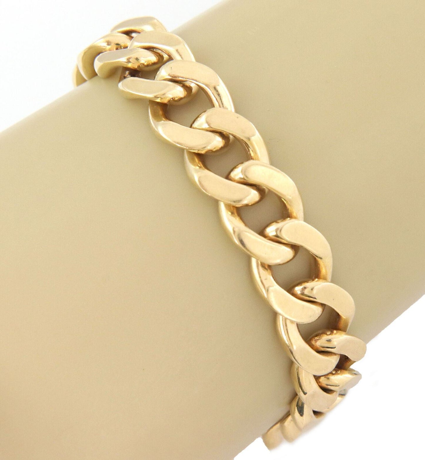 Cuban Link 14k Yellow Gold Chain Bracelet 8.5" Long