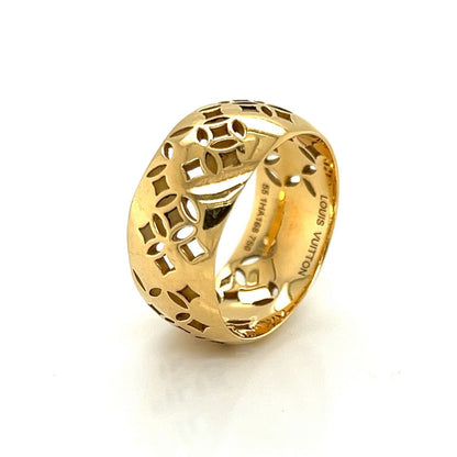 Louis Vuitton Monogram Gallea 18k Yellow Gold Floral Dome Ring - Size 7.5