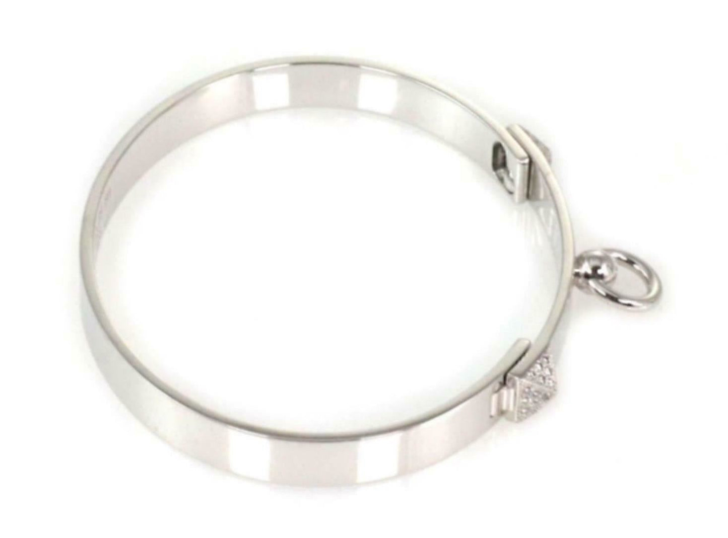 Hermes France Collier de Chien Diamond 18k White Gold Bangle Bracelet