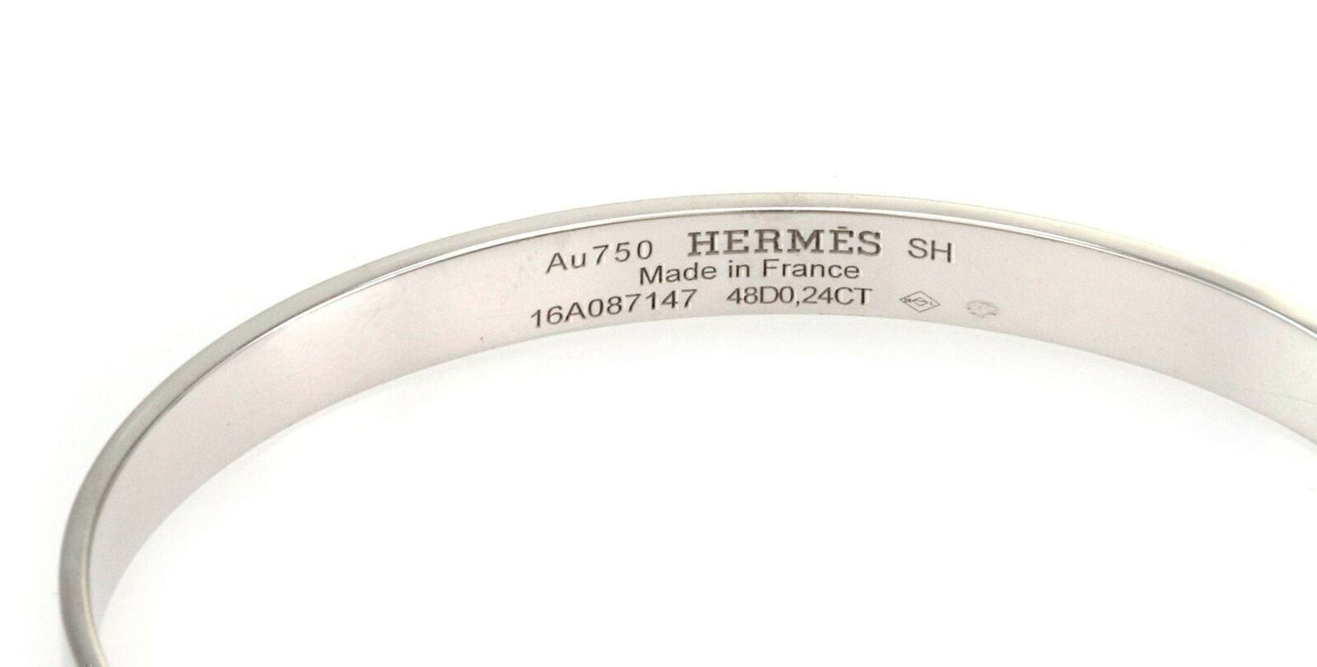 Hermes France Collier de Chien Diamond 18k White Gold Bangle Bracelet