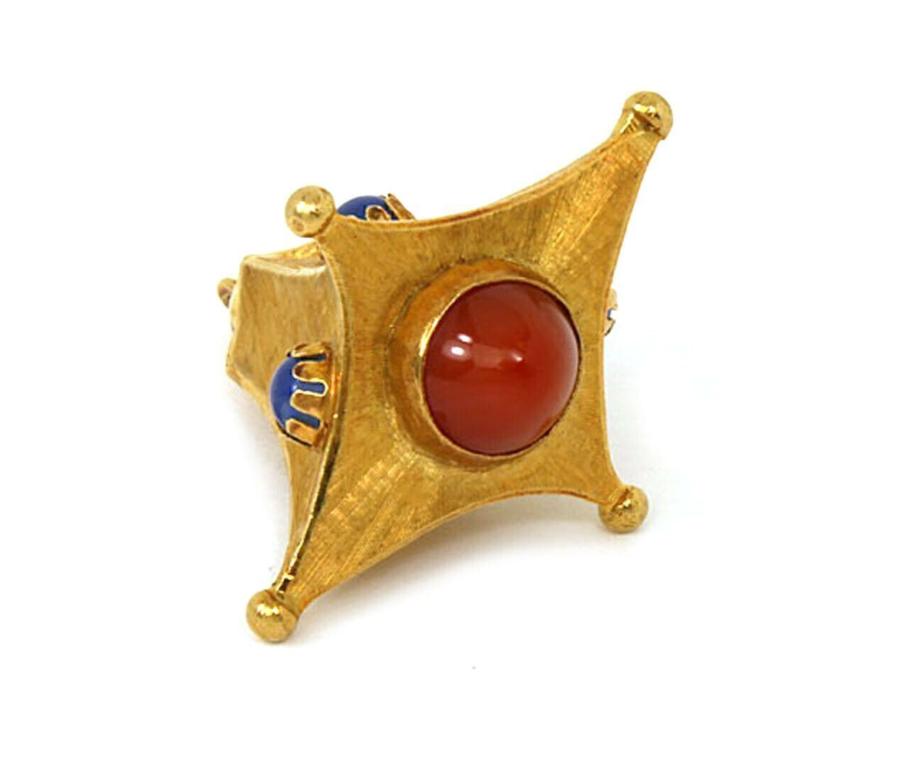 Carnelian & Chalcedony 18k Yellow Gold Lantern Charm Pendant