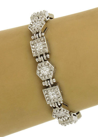 Ivan & Co. Diamond  18k White Gold Octagon & Square Link Bracelet