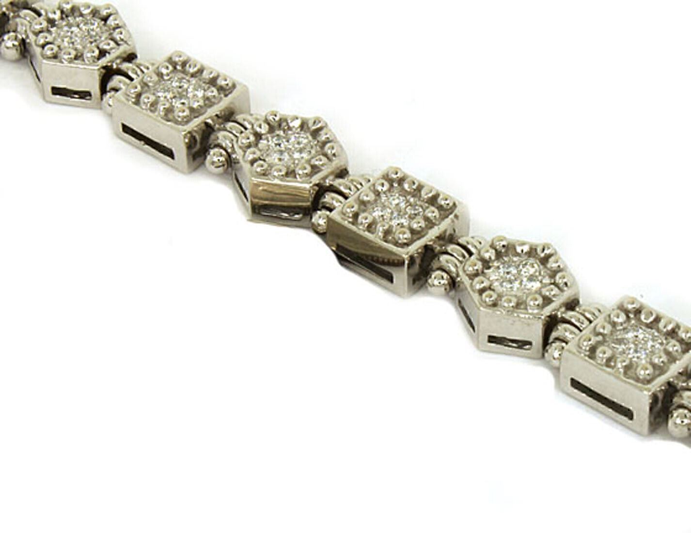 Ivan & Co. Diamond  18k White Gold Octagon & Square Link Bracelet