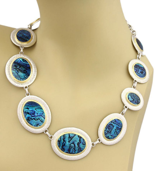 Gurhan Surf Paua Shell Sterling & 24k Gold Accent Discs Necklace