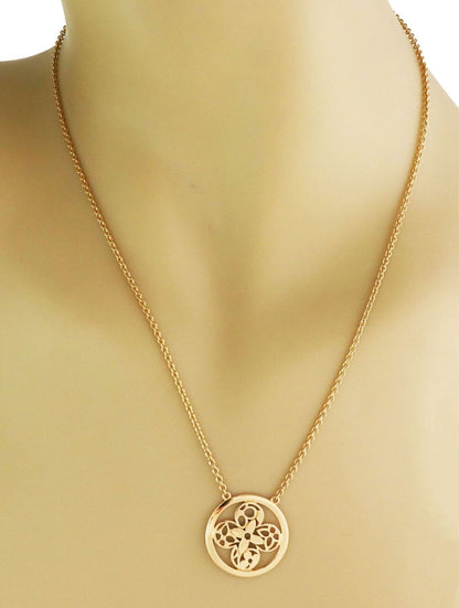 Louis Vuitton 18k Yellow Gold Round Resille Monogram Floral Pendant Necklace