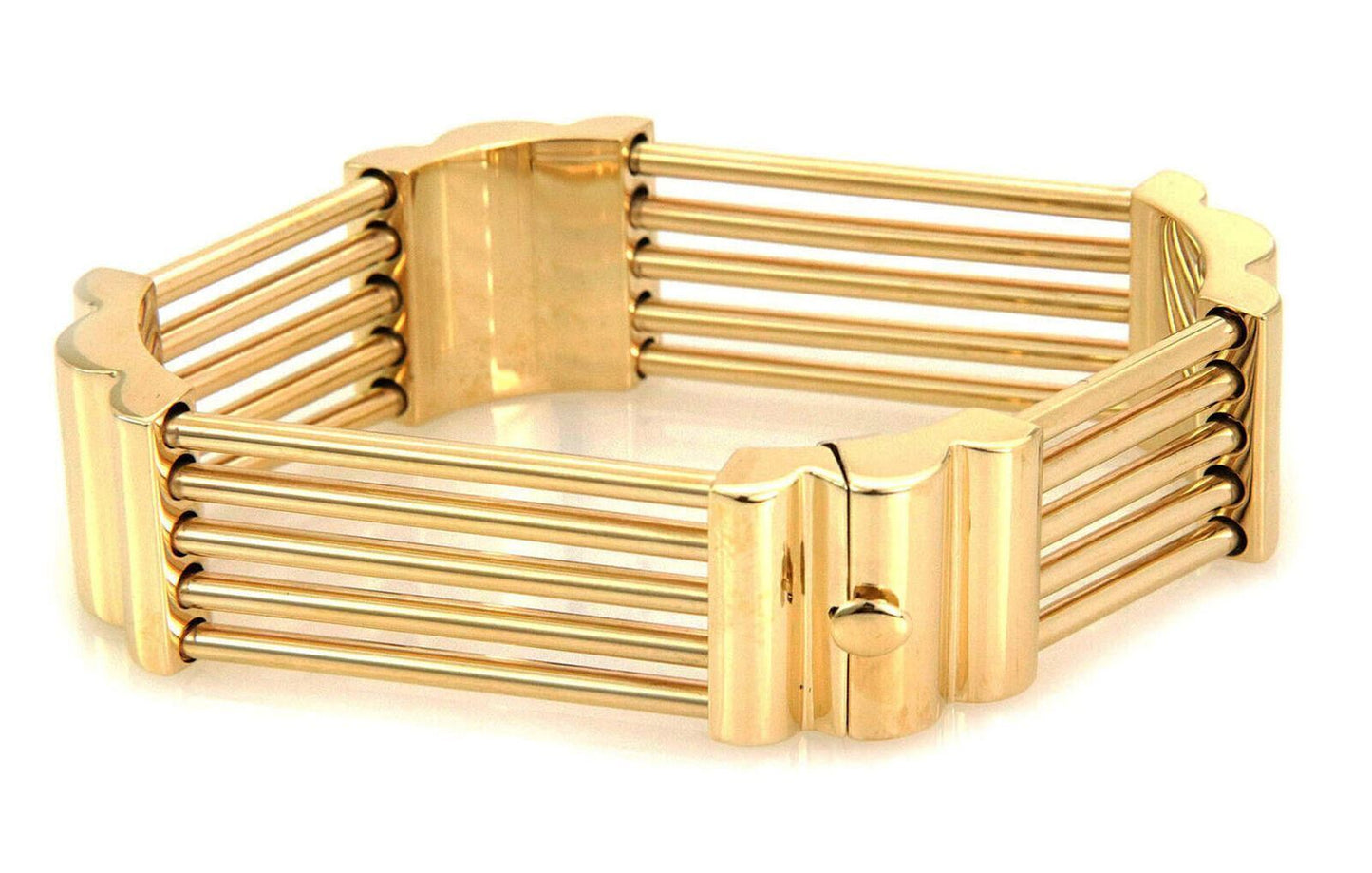 Gatelink 14k Yellow Gold wide Bangle Bracelet