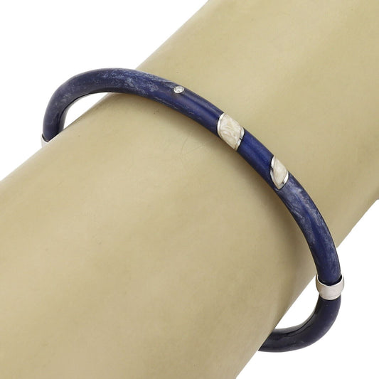 Nouvelle Bague Diamond Blue Enamel 18k White Gold & Sterling Bangle Bracelet