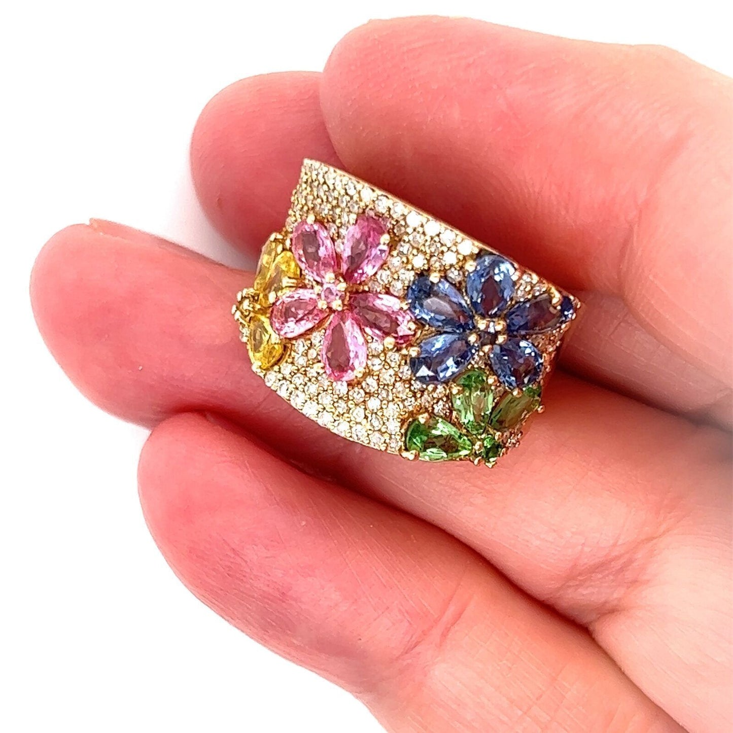 Effy 14k Yellow Gold Watercolors Diamond & Multicolor Sapphires Ring - Size 5.5