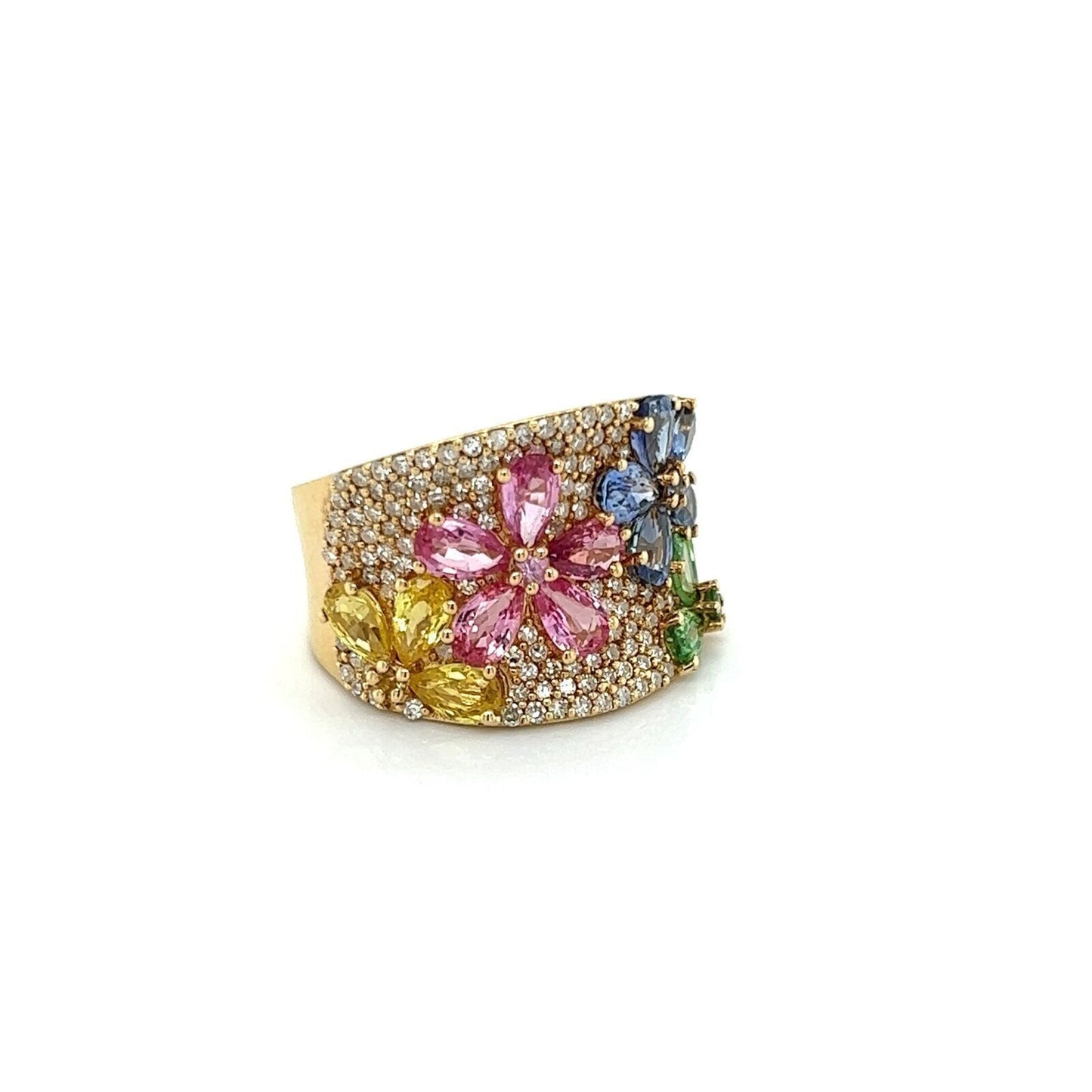 Effy 14k Yellow Gold Watercolors Diamond & Multicolor Sapphires Ring - Size 5.5