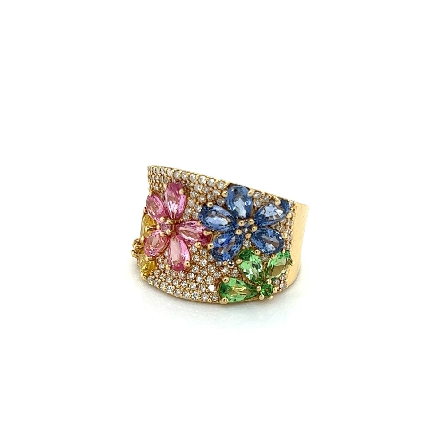 Effy 14k Yellow Gold Watercolors Diamond & Multicolor Sapphires Ring - Size 5.5