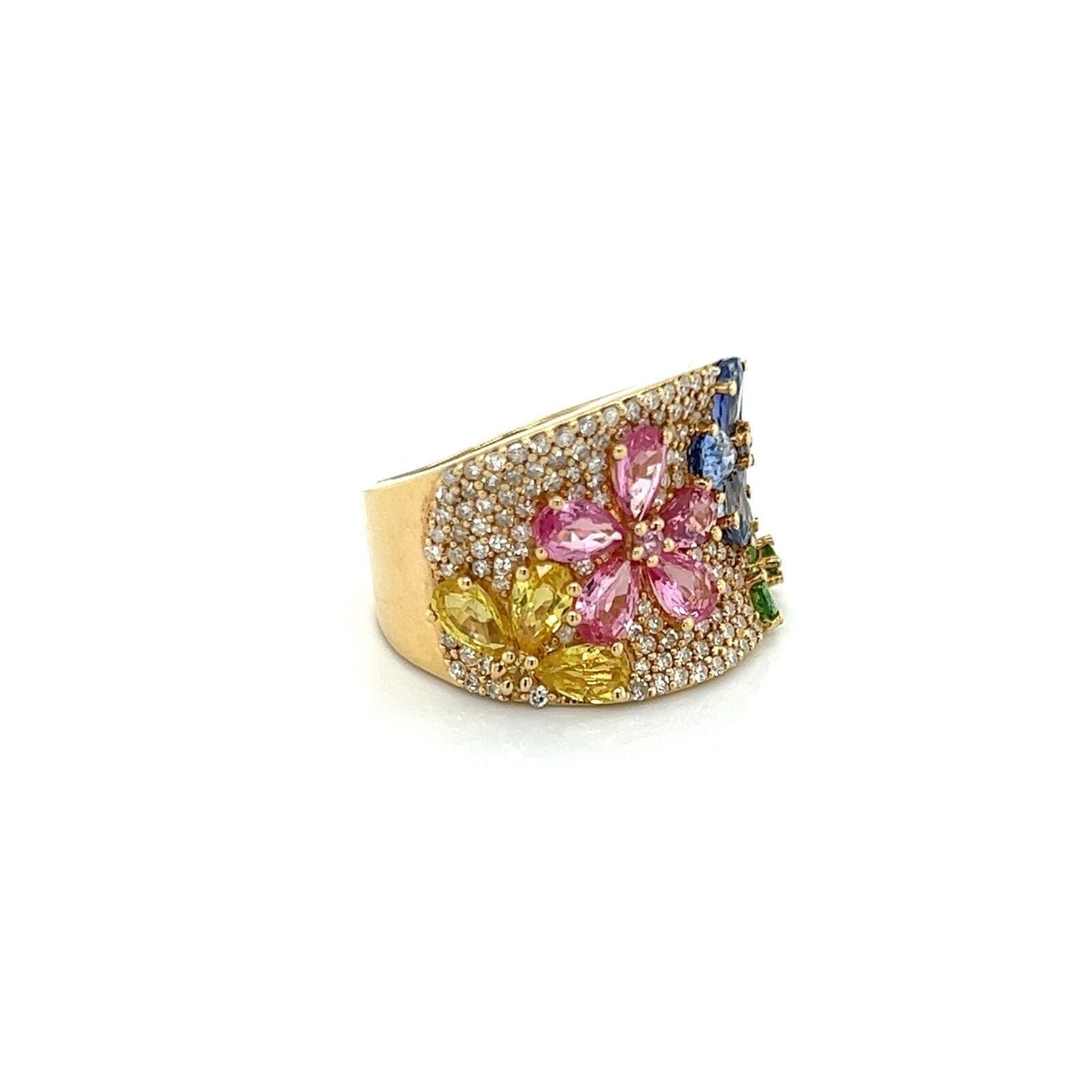 Effy 14k Yellow Gold Watercolors Diamond & Multicolor Sapphires Ring - Size 5.5