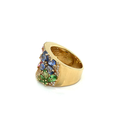 Effy 14k Yellow Gold Watercolors Diamond & Multicolor Sapphires Ring - Size 5.5