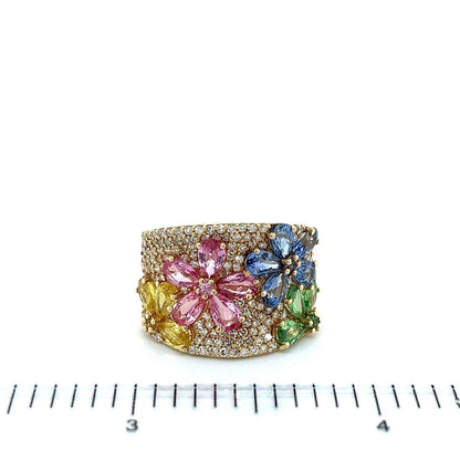 Effy 14k Yellow Gold Watercolors Diamond & Multicolor Sapphires Ring - Size 5.5