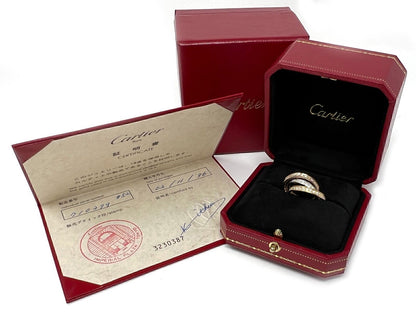 Cartier Trinity Diamond 18k Tri-Color Gold Band Ring w/Cert - Size 5.5