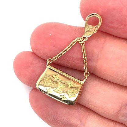 Louis Vuitton de Monogram 18k Yellow Gold Clutch Purse Charm Pendant